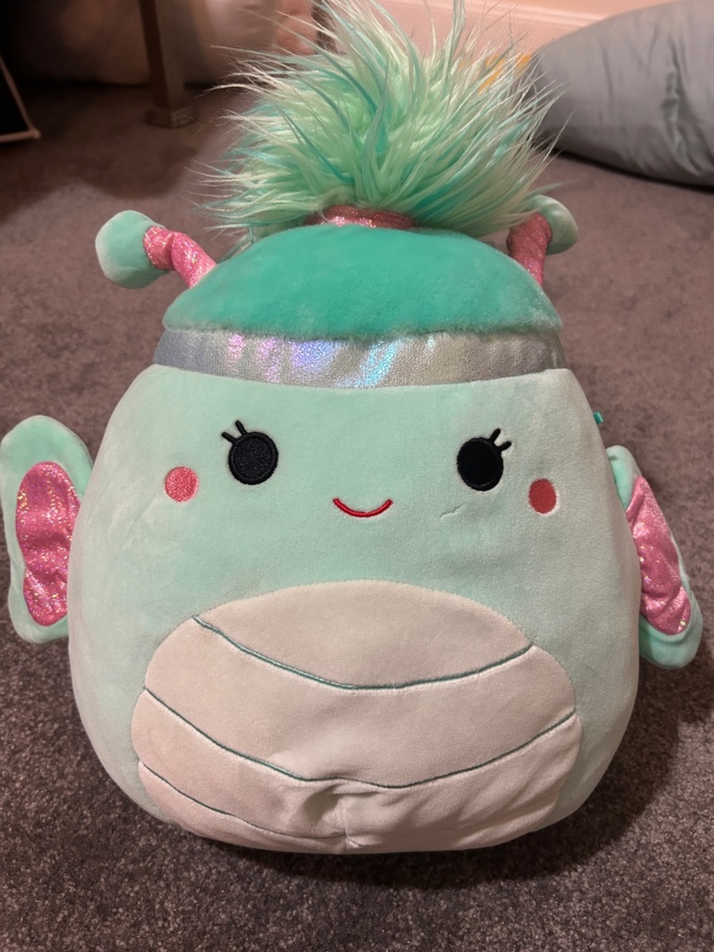 Squishmallows Mint Green Sea Creature Plush with Pink Accents